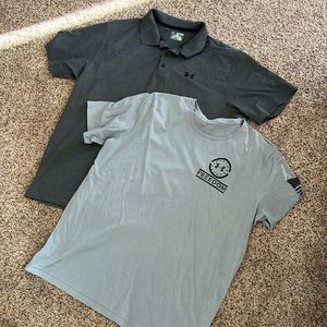2- Men’s Under Armour size 2XL gray shirts
